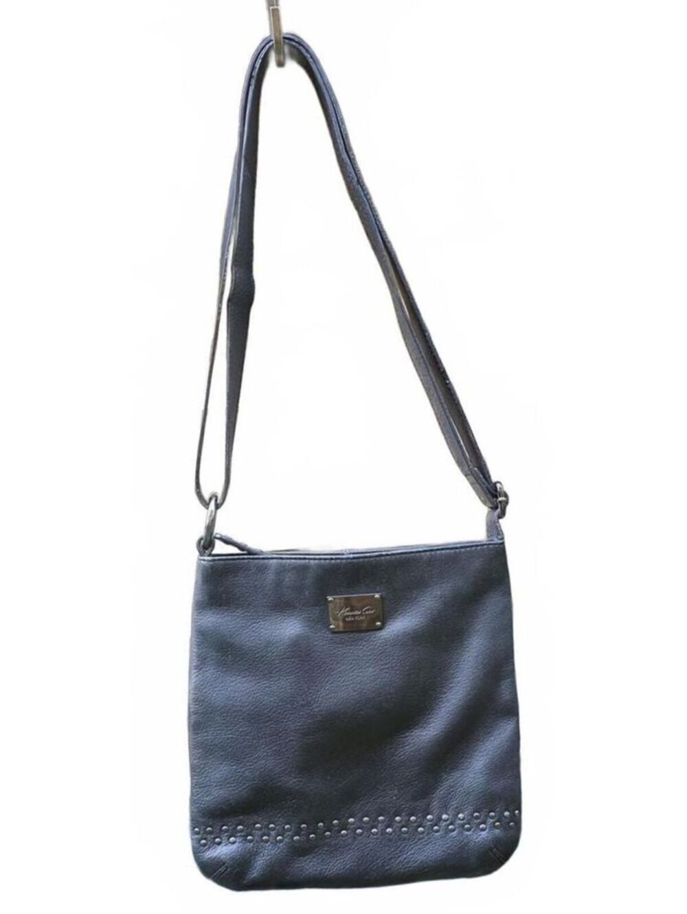 Kenneth Cole NY Crossbody / Shoulder Black Faux Leather Studded Bag.